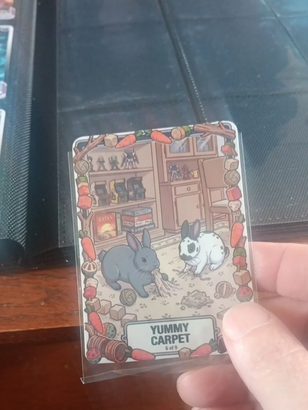 Pokemon Collectible Card – Gray, White, and Orange Bunny Scene